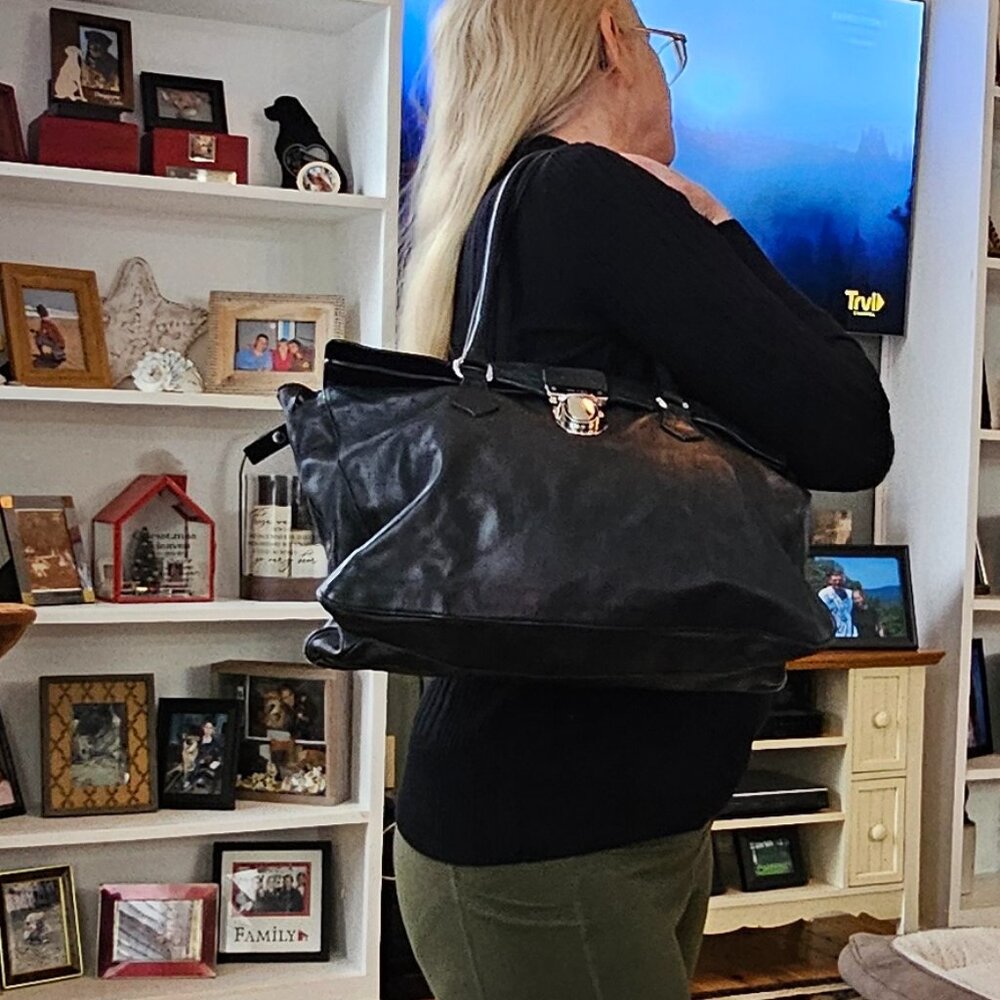Prada Black Leather Shoulder Bag with Silver Hardware - Picture 14 of 16